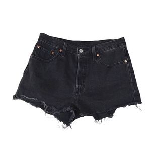 Levi's 501 Black Cotton High Rise Casual Cutoff Denim Jean Short Size 28
